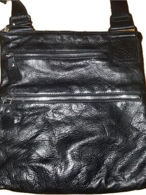 margot Black Leather Crossbody Shoulder Bag